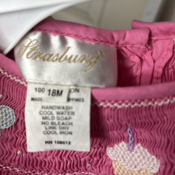 Strasburg hand smocked Little girls pink birthday dress - Picture 6 of 7